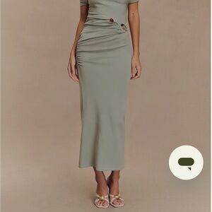 Meshki Kendra Scuba Jersey Midi Dress With Hardware - Sage